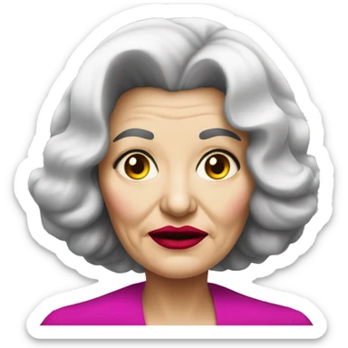 Old scary Russian lady with black hair and hot pink lips sticker