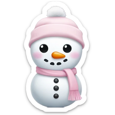 Cute white and light pink snowman sticker