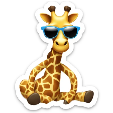 Giraffe in a swimsuit and sunglasses relaxing on the beach. sticker