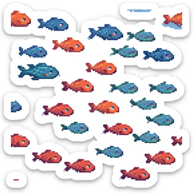 a colony of sad fish swimming away sticker