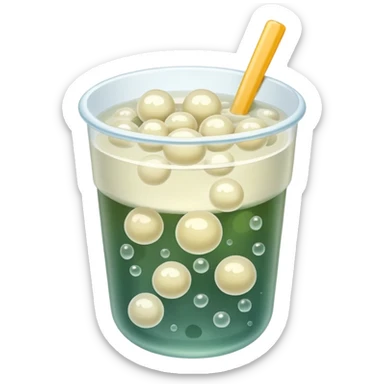 Pile of white clear boba sticker