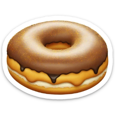 A donut with a head sticking out with a black middle part and freckles sticker