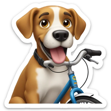Dog riding a bike sticker