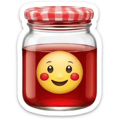 Bonne Maman jam jar, glass, red gingham lid, minimal, cute emoji style sticker