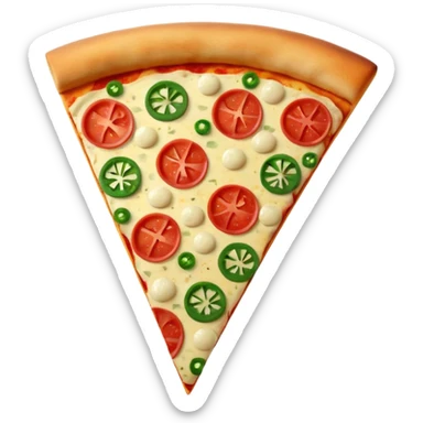 Italian cuisine HUMANLESS avatar in bright emoji-style illustration. Pizza slice or pasta, red green colors, simple shapes, flat design, cheerful and expressive. sticker