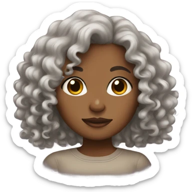 brown girl with curly hair  sticker