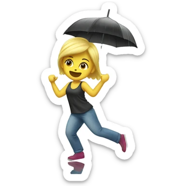 Blonde girl dancing in the rain sticker
