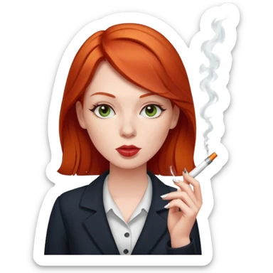red head office girl, smoking electric ciggarette sticker