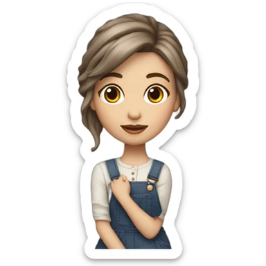 muñeca de porcelana cabello marrón sticker