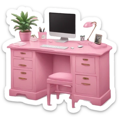 aesthetic desk pink sticker
