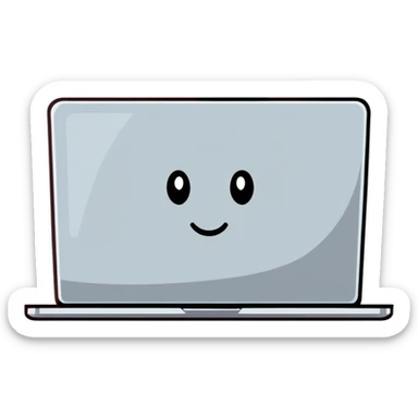 MacBook with a face in an office sticker