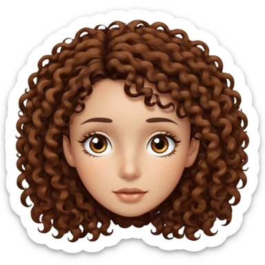 dark brown curly hair with dark brown eyes and long lashes with freckle and light brown skin sticker