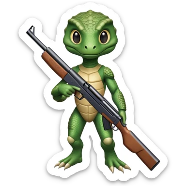 reptilian humanoid with shotgun sticker