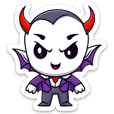 Elegant vampire with small horns sticker