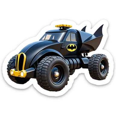 futuristic Batman’s Venomobile  loosely based on 1956 freightliner moving truck Lego (flat long straight organically-shaped mechanical roomy interior seating inside the body) stealthy town hot rod desert dirt racing rwd buggy  sticker