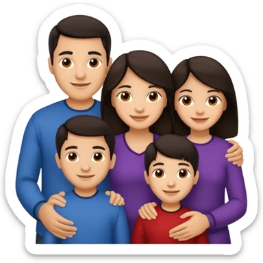 Light skin dark hair, Hispanic family of 6 sticker