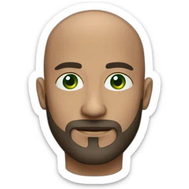 Man 40 years bald with beard green eyes sticker