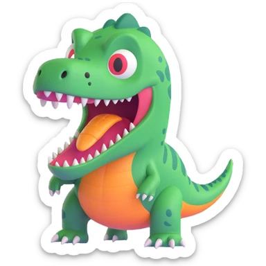 scary dinosaur, 3D emoji style sticker