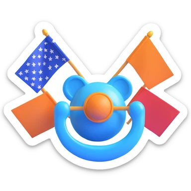 blue pacifier celebrating with flags sticker