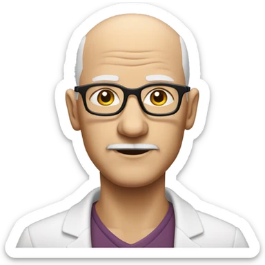 Bald old man without moustache and with spectacles. Slightly plum sticker
