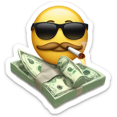 A money banknote with sunglasses smoking cigar  sticker
