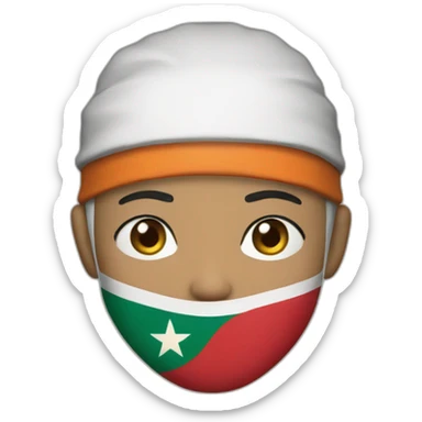 Naruto wears a mask with the Moroccan flag on it  sticker