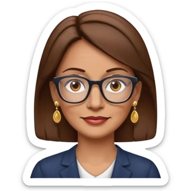 Women 50 years, brown eye and hair with glasses and earing sticker