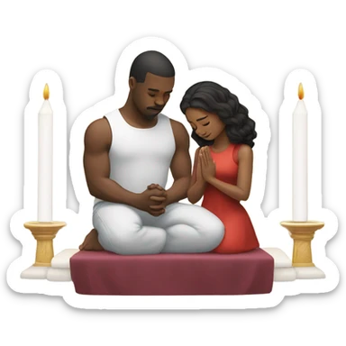Girl praying with husband at altar  sticker