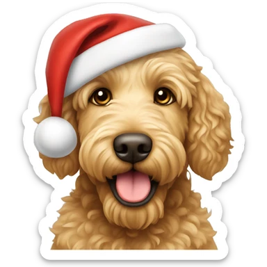 Golden Labradoodle in a Santa hat  sticker