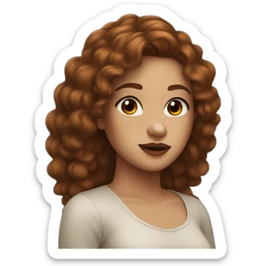 girl with brown long hair and freckles and red lips and browm eyes sticker