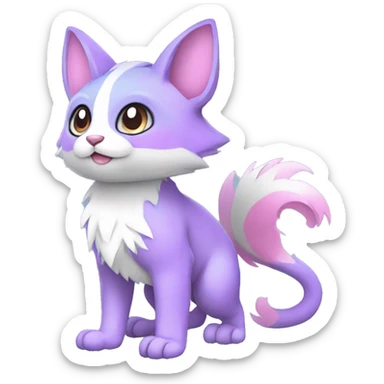 Cute cool white blue purple pink animal hybrid Fakemon full body sticker
