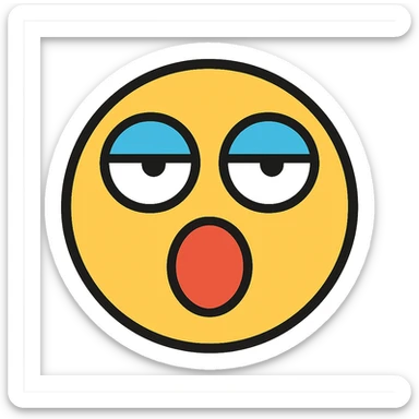 annoyed face with rolling eyes and a shocked mouth, color outline icon style sticker
