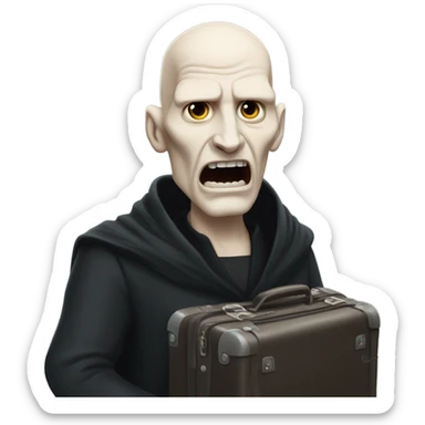 Lord Voldemort running away carrying a suitcase sticker