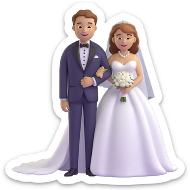 wedding couple with white man with brown hair and white woman with light ginger hair sticker
