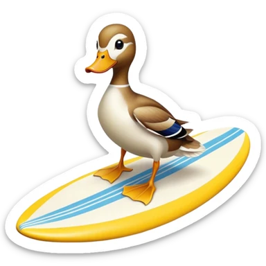 A duck on a surfboard  sticker