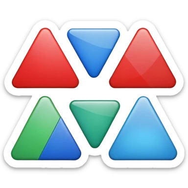 Red triangle , green rectangle , blue oval collage sticker