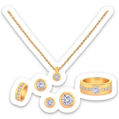 gold jewelry collection with diamonds sticker