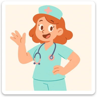 nurse character in pastel toon style sticker