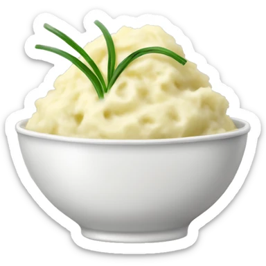 Mashed potatoes in a bowl with chives on top sticker