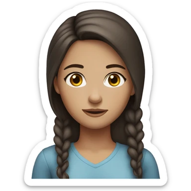 brunette girl with blue-gray eyes, semi-tan skin, and very faint freckles sticker