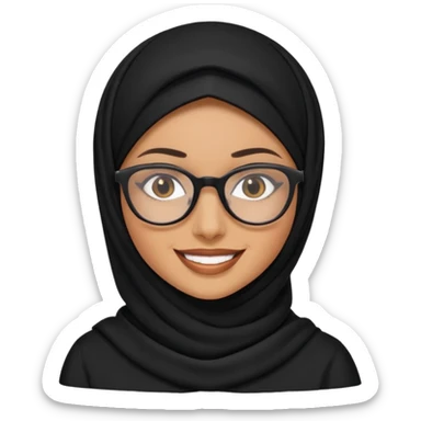 madre con jafas arabe con un panuelo de color negro tapandole todo el cabello sticker