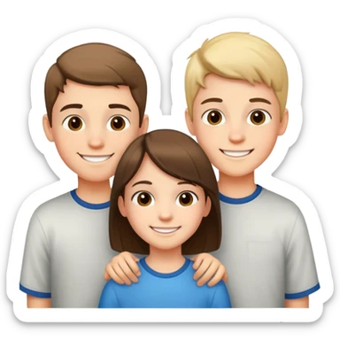 two teenage boys standing next to a 10-year-old girl, siblings sticker