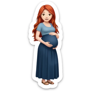 Make a strong women with long red hair, pregnant with maxi skirt, pretty  sticker