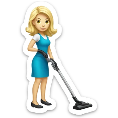 Blonde Caucasian woman vacuuming sticker