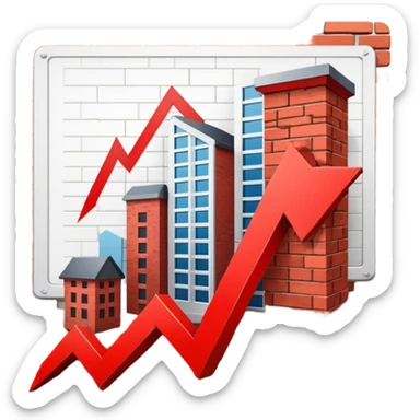 chart with downward trend, with a building behind it sticker