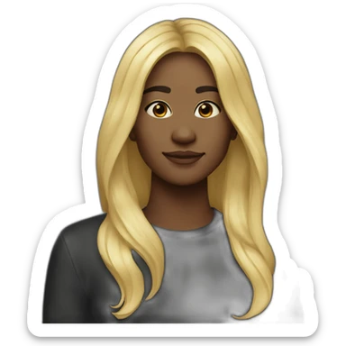 28 year old with blonde and black long split hair sticker