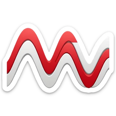 logo on white background showing a waveform morphing into a sheet of text. Clean red and white geometric style, minimal and modern, no text. Represents audio-to-text or video transcription powered by AI sticker