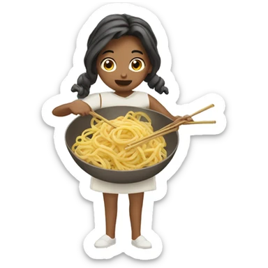 a girl eating roman noodles  sticker
