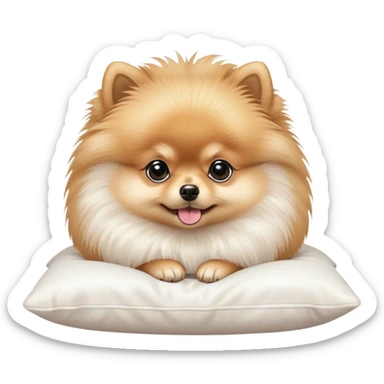 light baby pomeranian on white pillow sticker