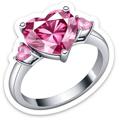 Pink diamond heart silver ring sticker